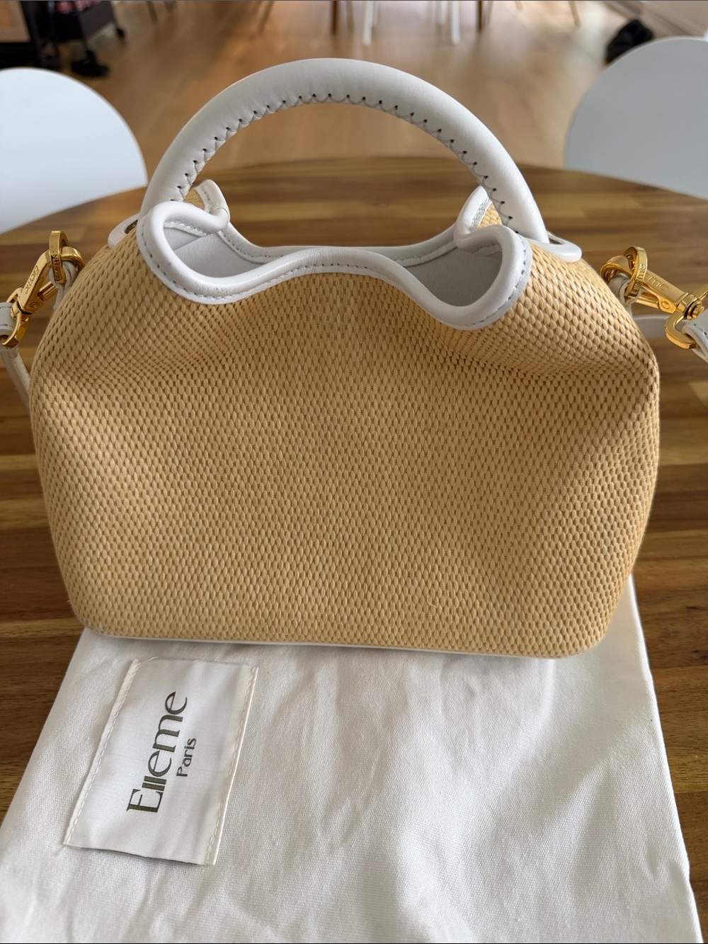 Elleme Beige and White Handbag
